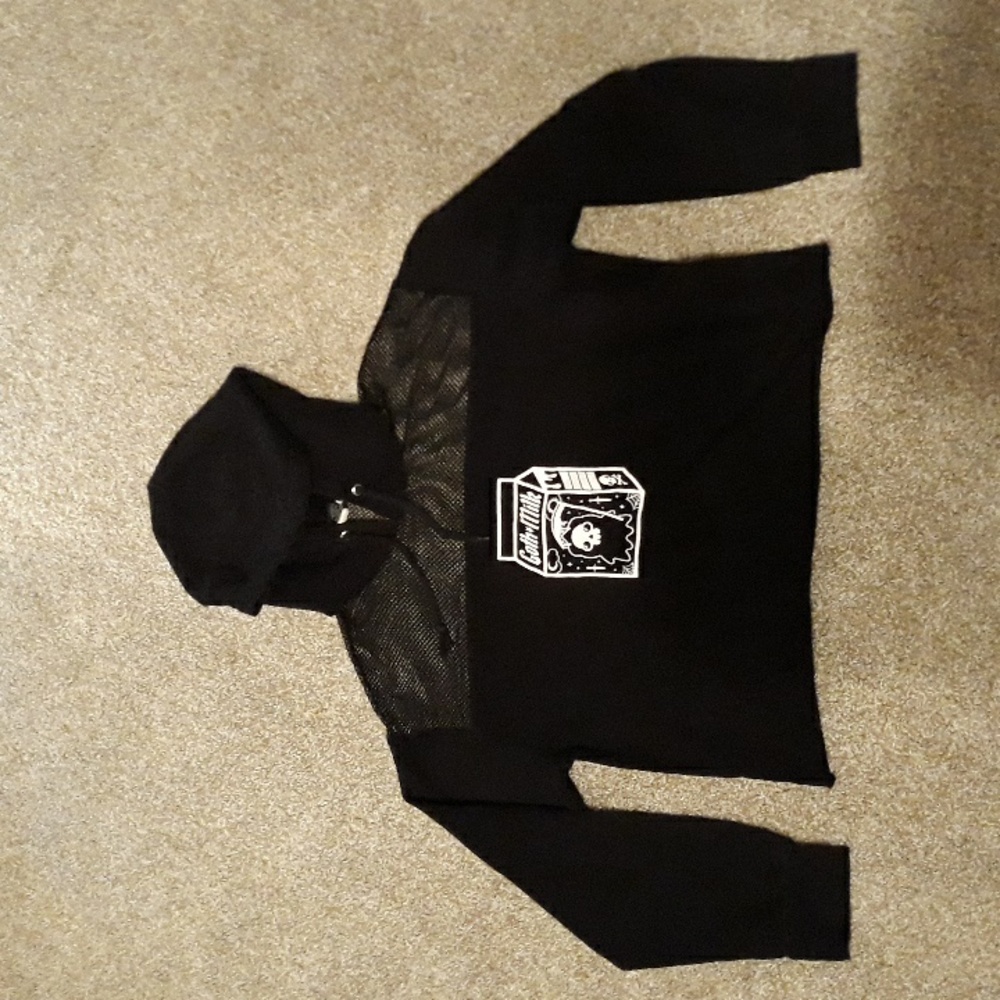 Goth milk fishnet hoodie